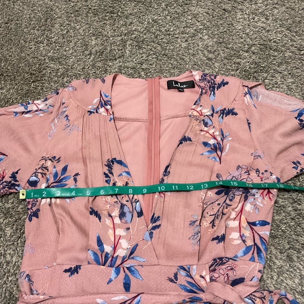 ✨3/$20✨ Lulu's Floral Faux Wrap V-neck Maxi Dress with Tie Belt XL - Picture 7 of 8